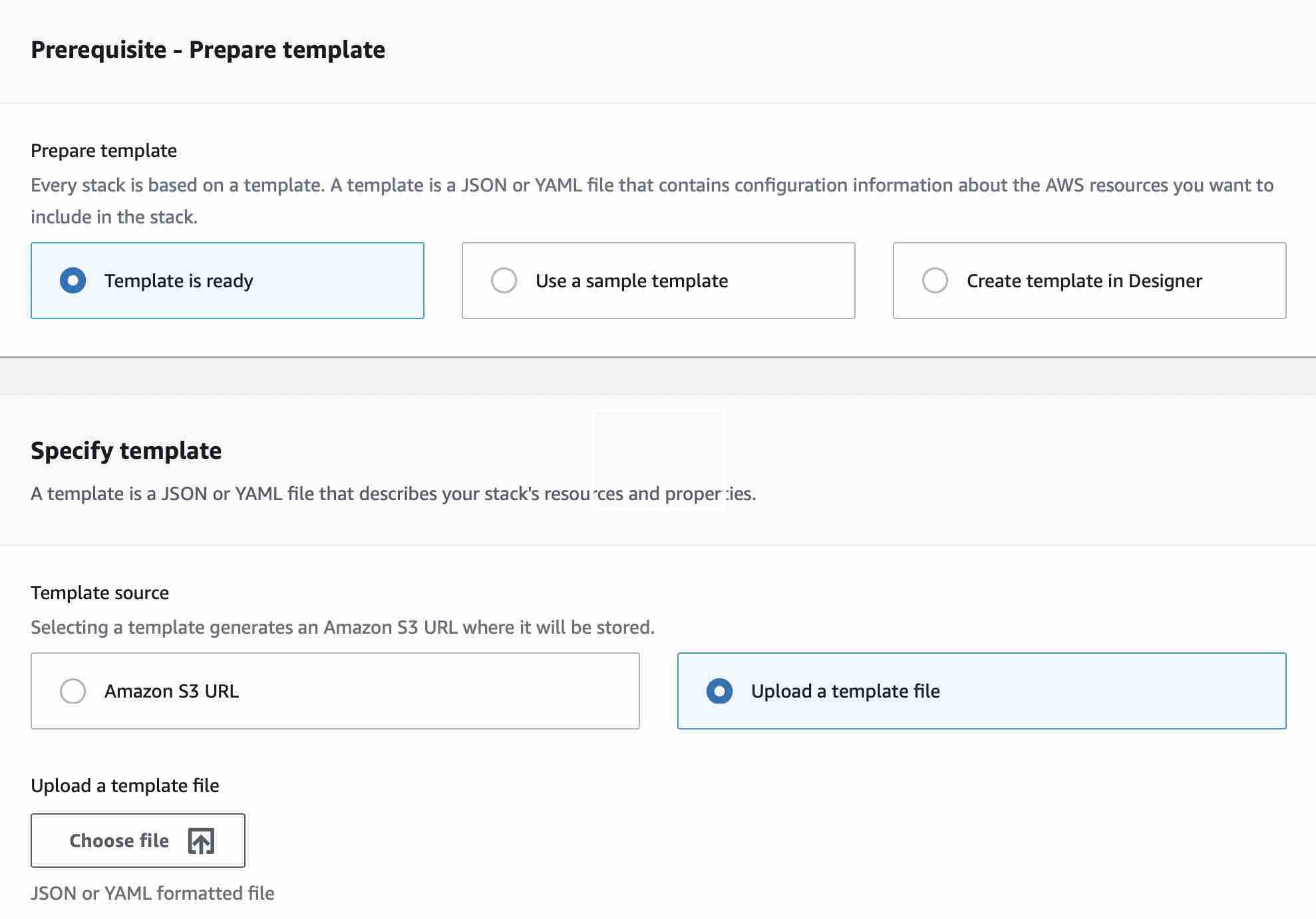 cloudformation create stack screen