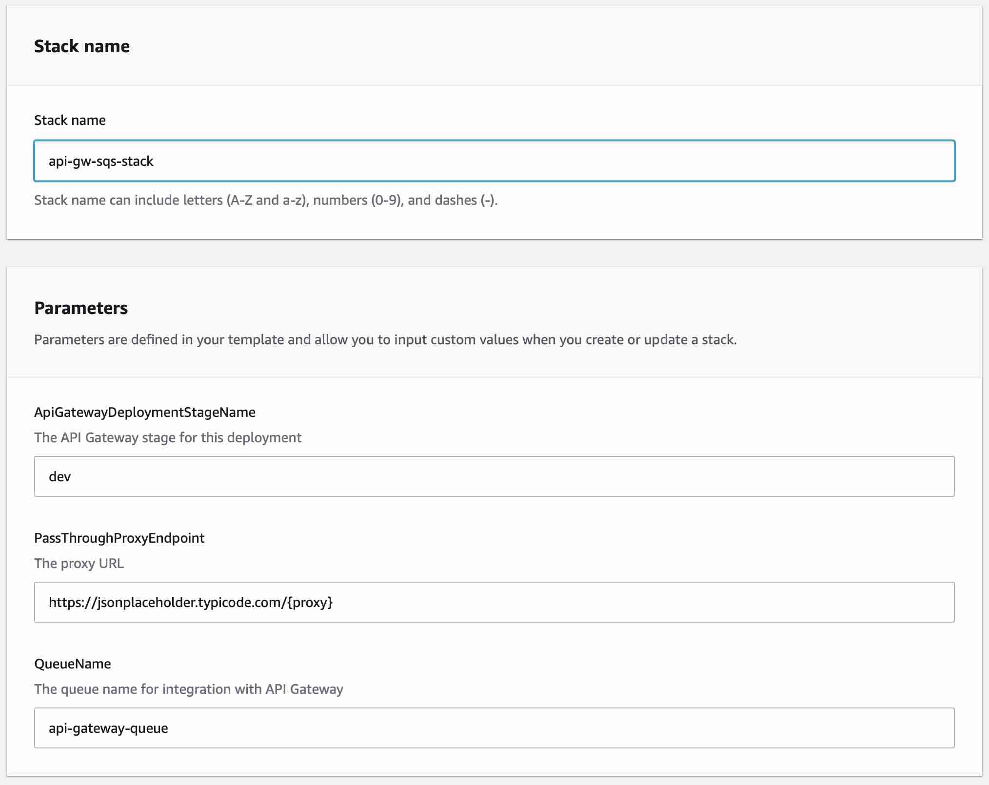 cloud formation stack details screen